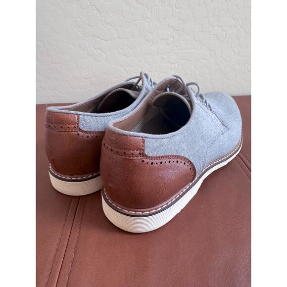 Steve Madden Men’s Grey Canvas Oxford Shoes Lace Up Size 10 Gray & Brown - Picture 2 of 13